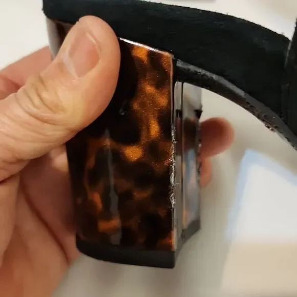 Vionic Lacey Tortoise Black Suede Slingback Heels 8.5 - Picture 6 of 9